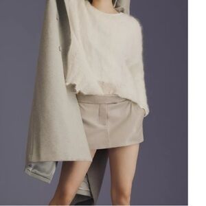 anthropologie The Posey Stitchy Ivory Distressed Wool Blend Cable Knit Sweater M